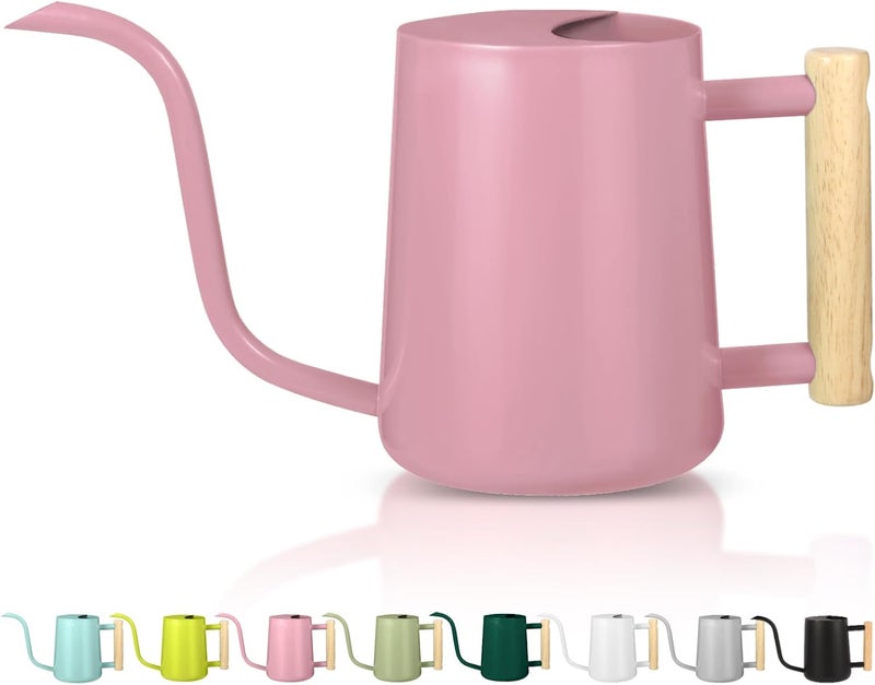 GUKJOB Watering Can Indoor Plants, 35oz Small Indoor Stainless Steel Metal Watering Can Modern Decorative Watering Pot with Long Spout for Indoor House Plant Bonsai Garden Flowers (Pink) - Image 1